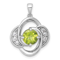 SS RH-pltd Polished Fancy Peridot and White Topaz Pendant