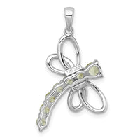 Sterling Silver Rhodium-plated Polished Peridot Dragonfly Pendant