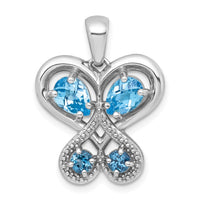 SS RH-pltd Polished LSBT and London BT Heart Butterfly Pendant