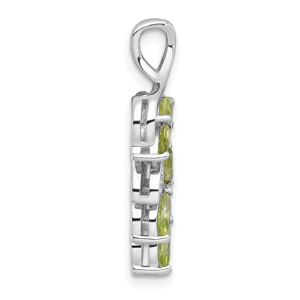 SS RH-plated Polished Peridot and White Topaz Leaf Chain Slide