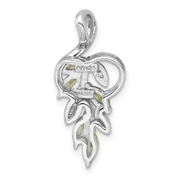 SS RH-plated Polished Peridot and White Topaz Leaf Chain Slide