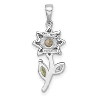 SS RH-pltd Citrine Peridot and White Topaz Flower Pendant
