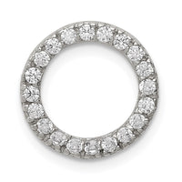Sterling Silver Rhodium-plated CZ Round Pendant