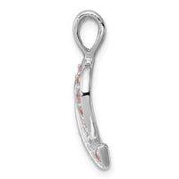 Sterling Silver Rhodium-plated Pink CZ Awareness Ribbon Pendant