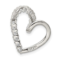 Sterling Silver Rhodium-plated CZ Heart Pendant