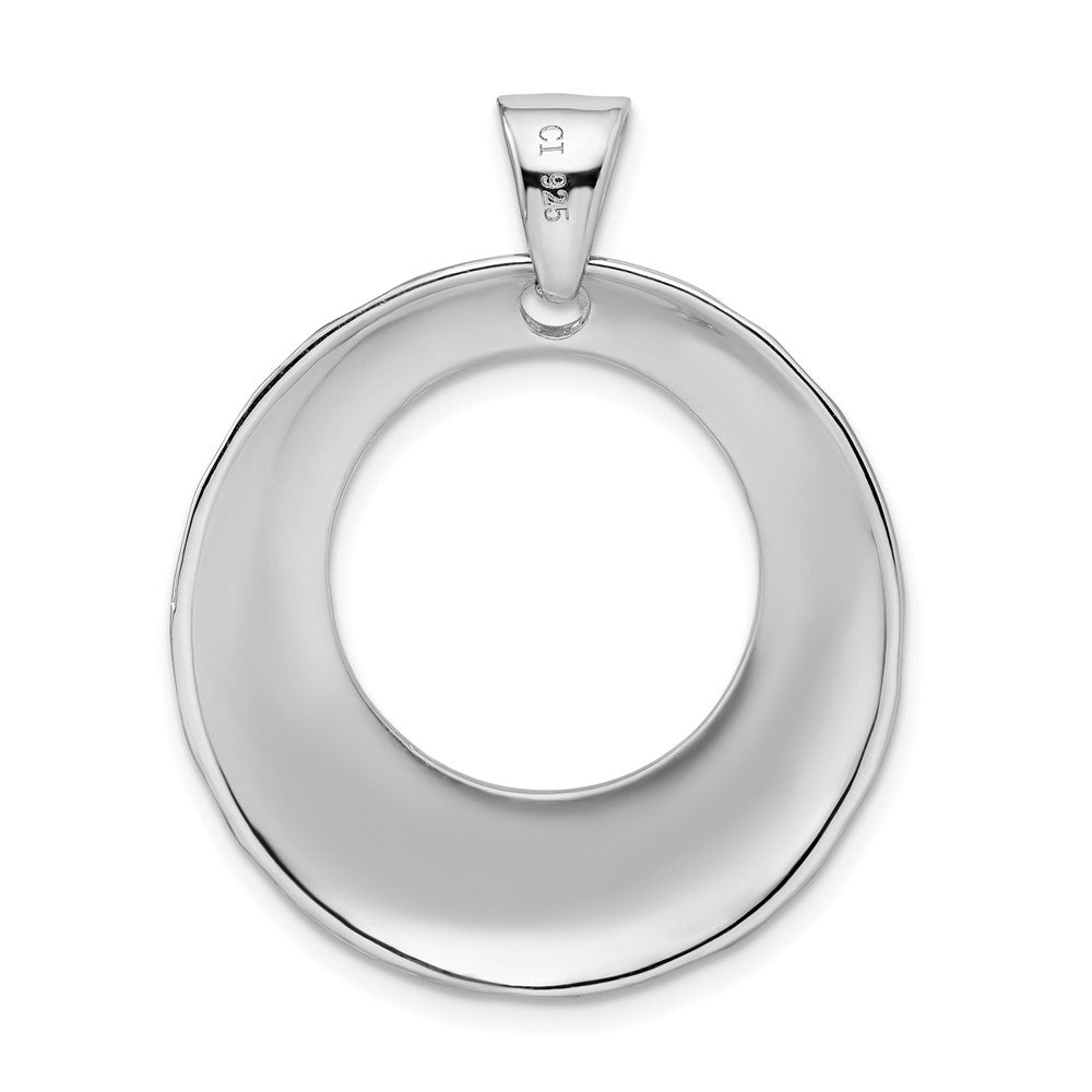 Sterling Silver Rhodium-plated Hammered Circle Pendant