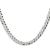 Sterling Silver 5.9mm Flat D/C Pave Curb Chain