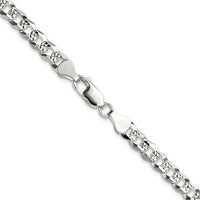 Sterling Silver 5.9mm Flat D/C Pave Curb Chain