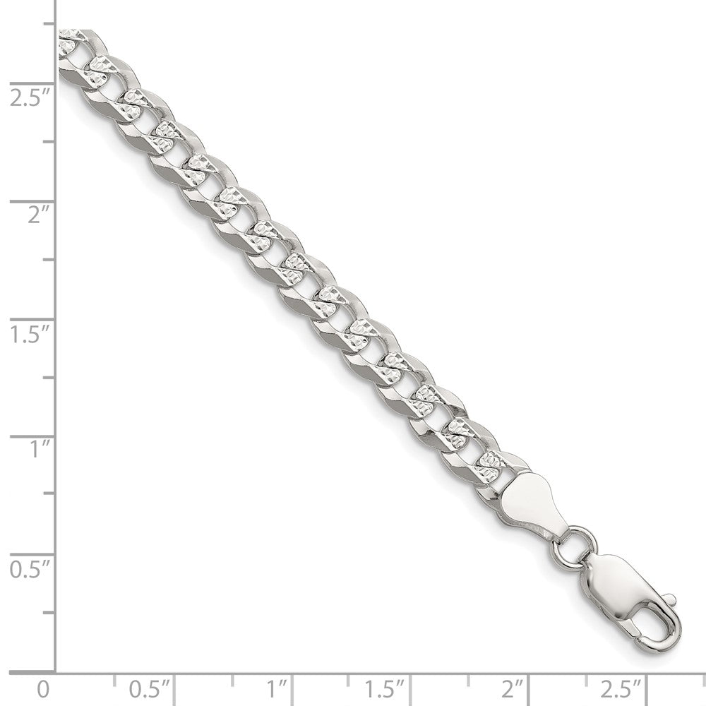 Sterling Silver 5.9mm Flat D/C Pave Curb Chain