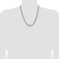 Sterling Silver 6.75mm Flat D/C Pave Curb Chain