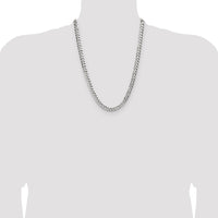 Sterling Silver 6.75mm Flat D/C Pave Curb Chain