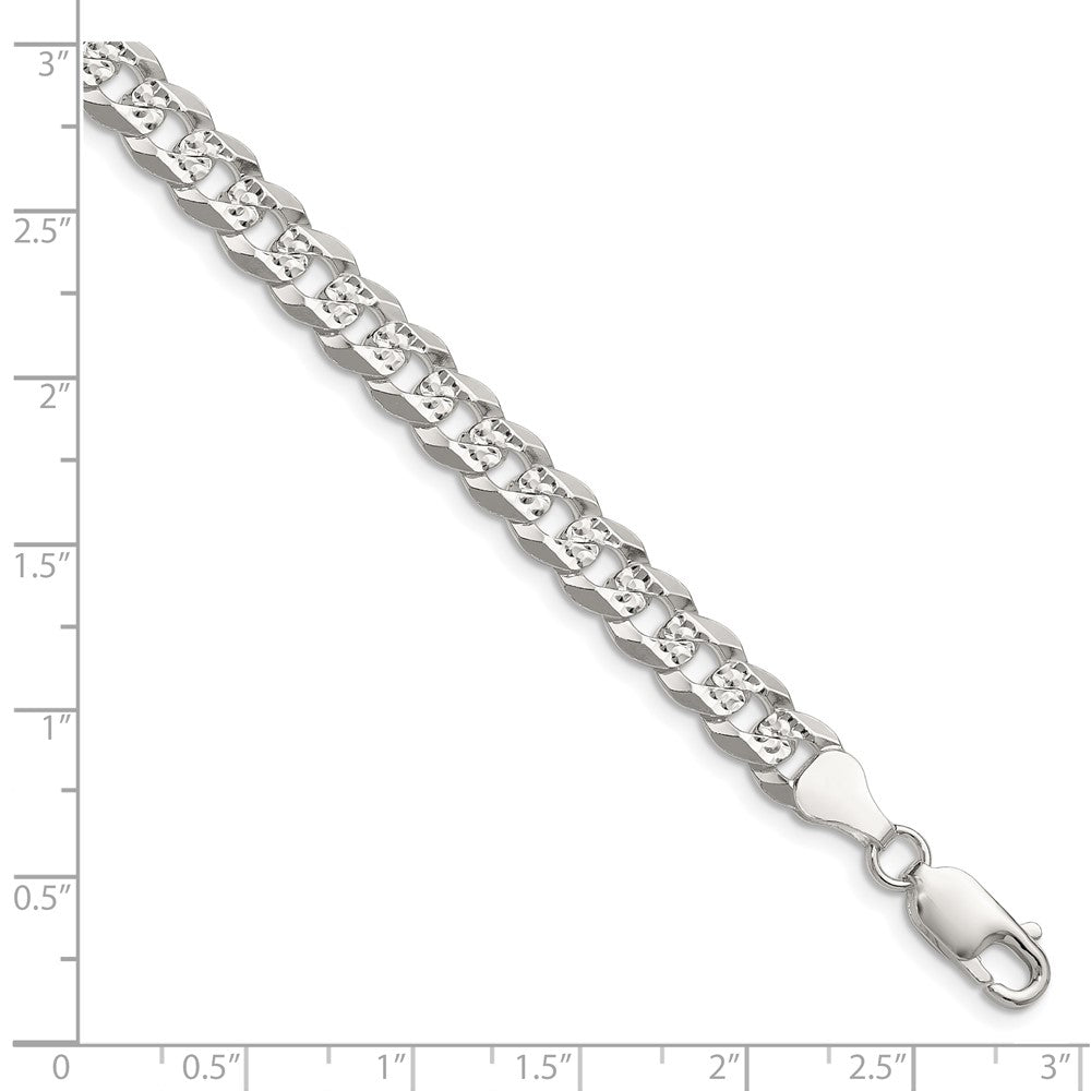Sterling Silver 6.75mm Flat D/C Pave Curb Chain