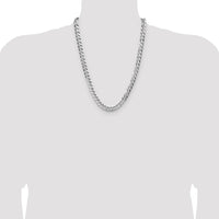 Sterling Silver 7.9mm Flat D/C Pave Curb Chain