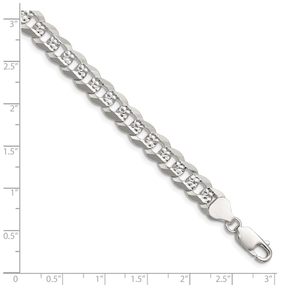 Sterling Silver 7.9mm Flat D/C Pave Curb Chain