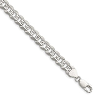 Sterling Silver 7.9mm Flat D/C Pave Curb Chain