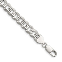 Sterling Silver 7.9mm Flat D/C Pave Curb Chain