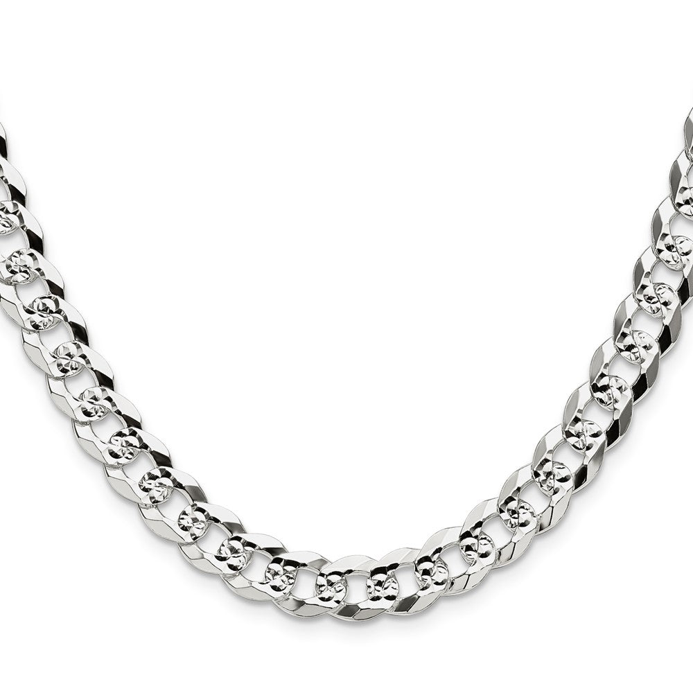 Sterling Silver 8.25mm Flat D/C Pave Curb Chain