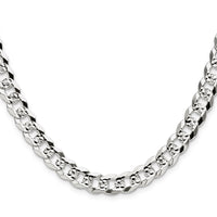 Sterling Silver 8.25mm Flat D/C Pave Curb Chain