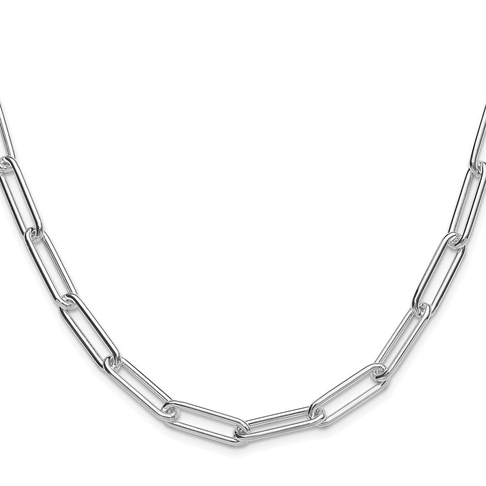 Sterling Silver Rhodium-plated Polished 6.5mm Paperclip Chain