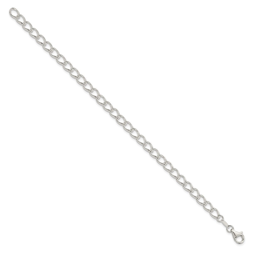 Sterling Silver Amore La Vita Rhodium-pl Curb Chain Charm Bracelet