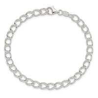 Sterling Silver Amore La Vita Rhodium-pl Curb Chain Charm Bracelet