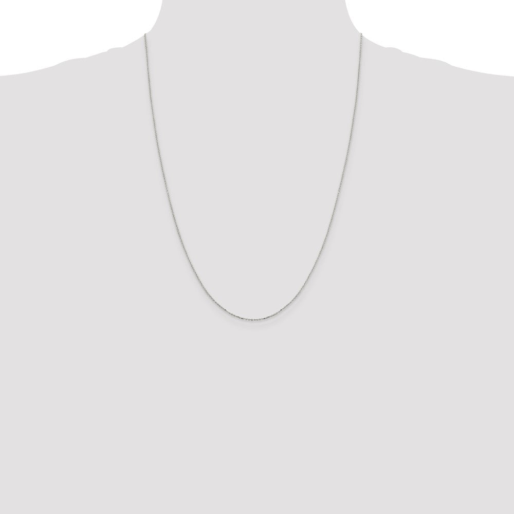 Sterling Silver Rhodium-plated 1mm 8 Sided D/C Cable Chain