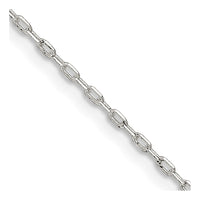 Sterling Silver 1mm Diamond-cut Long Link Cable Chain w/2in ext.