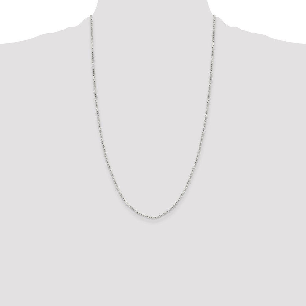 Sterling Silver 1.65mm Diamond-cut Long Link Cable Chain