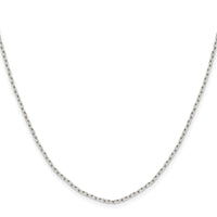 Sterling Silver Rhodium-plated 1.65mm Diamond-cut Long Link Cable Chain w/2