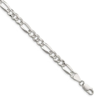 Sterling Silver 6.1mm Flat D/C Pave Figaro Chain
