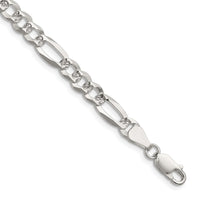 Sterling Silver 6.1mm Flat D/C Pave Figaro Chain