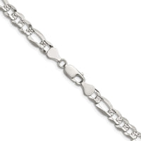 Sterling Silver 7.0mm Flat D/C Pave Figaro Chain