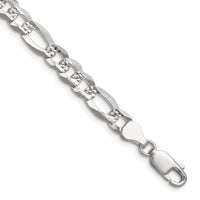 Sterling Silver 7.0mm Flat D/C Pave Figaro Chain