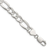 Sterling Silver 8.0mm Flat D/C Pave Figaro Chain