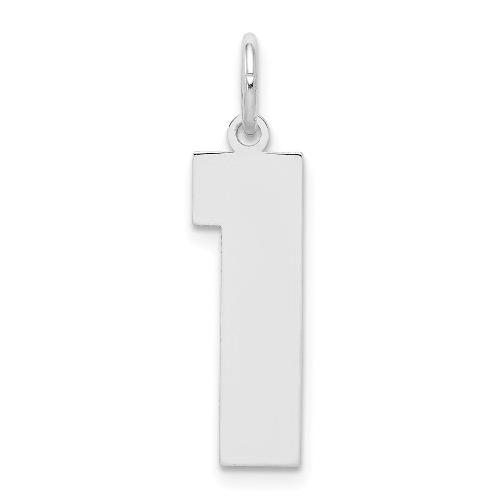 Sterling Silver/Rhodium-plated Polished Number 1 Charm