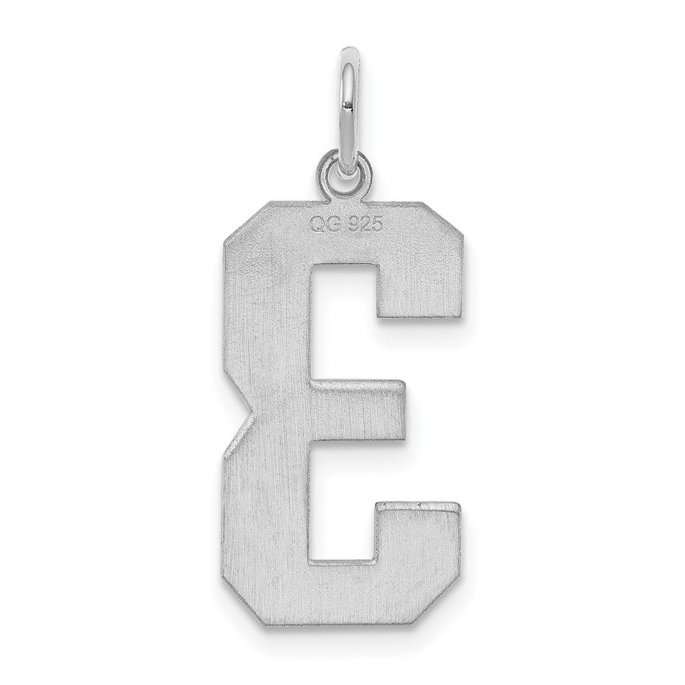 Sterling Silver/Rhodium-plated Polished Number 3 Charm