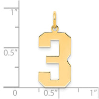 Sterling Silver/Gold Plated Polished Number 3 Charm