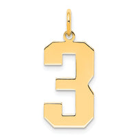 Sterling Silver/Gold Plated Polished Number 3 Charm