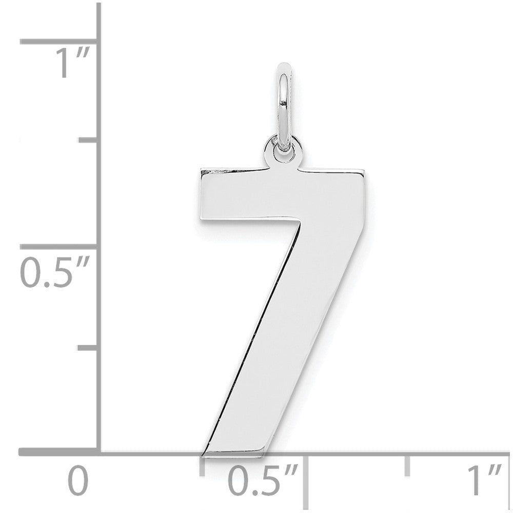 Sterling Silver/Rhodium-plated Polished Number 7 Charm