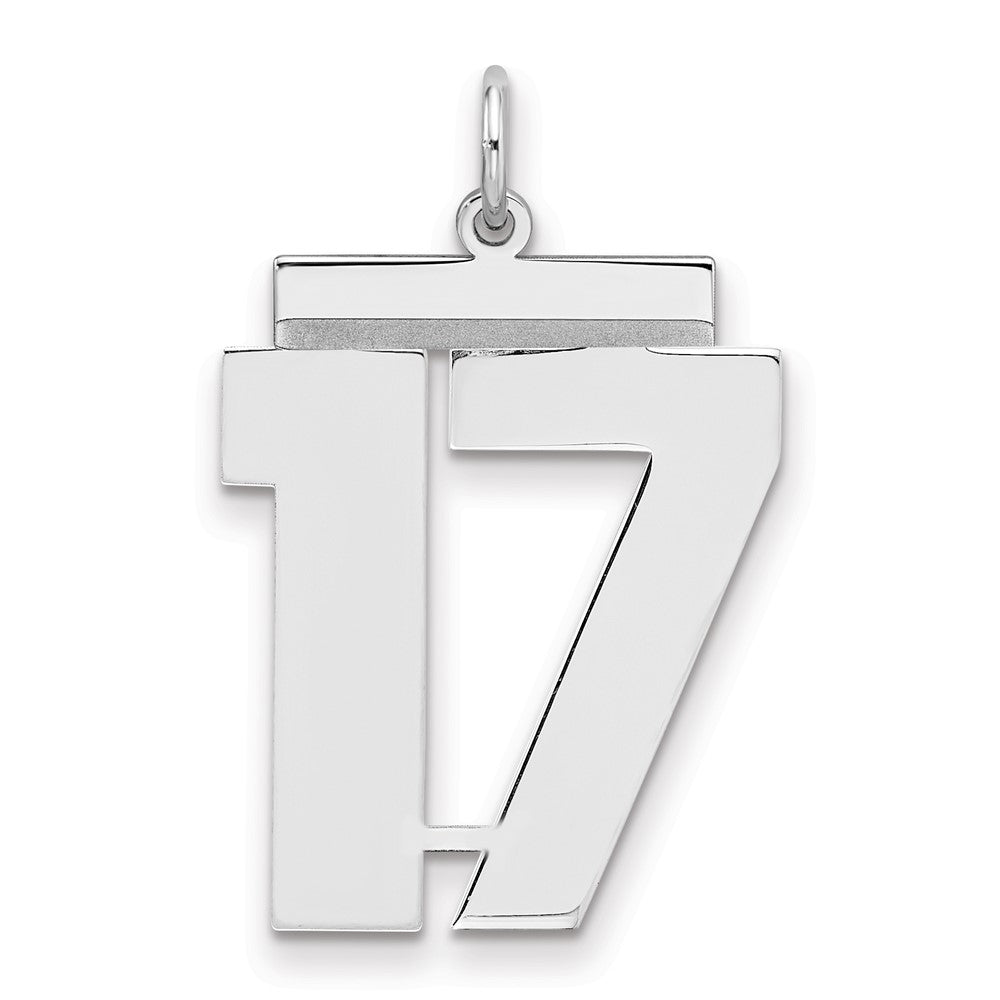 Sterling Silver/Rhodium-plated Polished Number 17 Charm