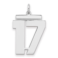 Sterling Silver/Rhodium-plated Polished Number 17 Charm