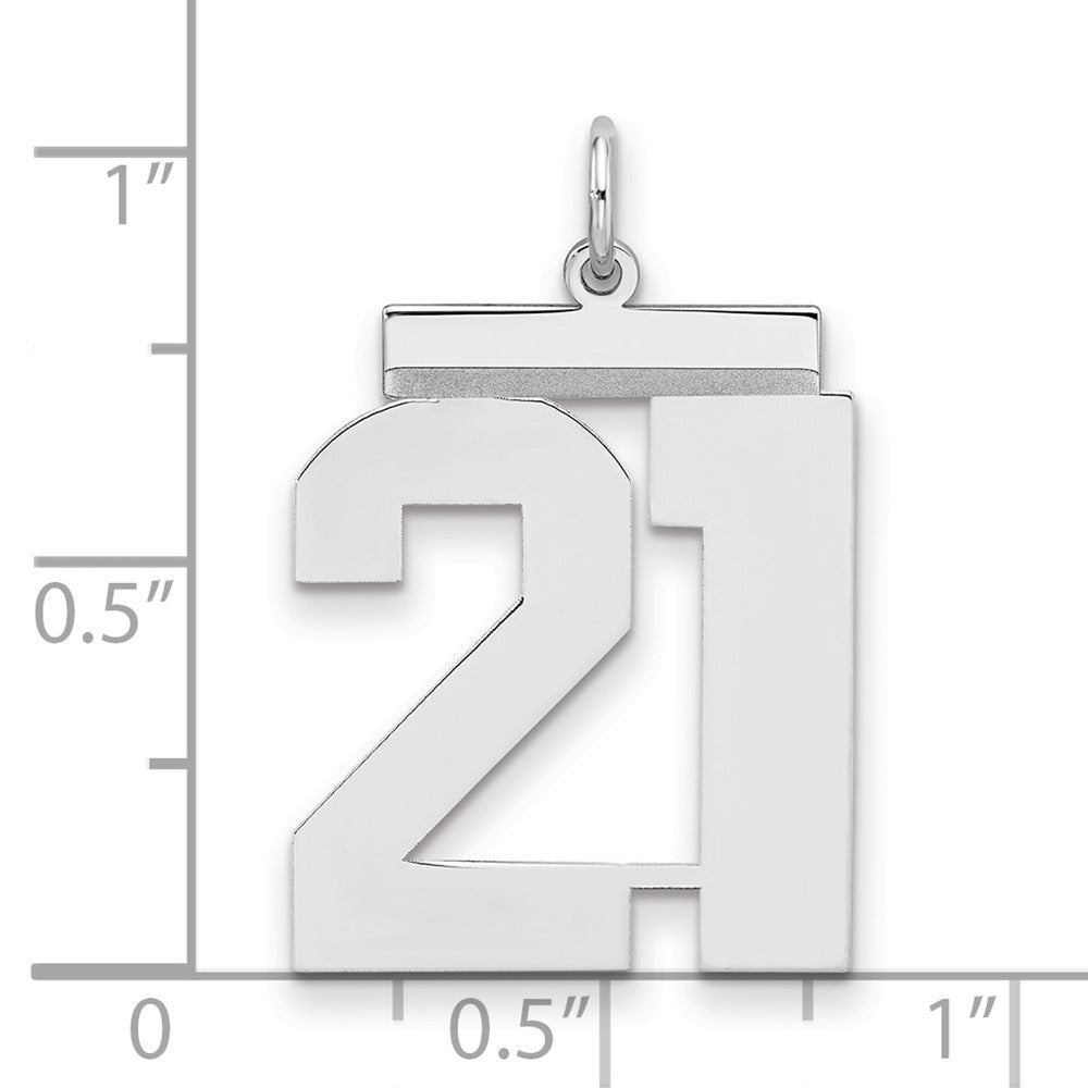 Sterling Silver/Rhodium-plated Polished Number 21 Charm