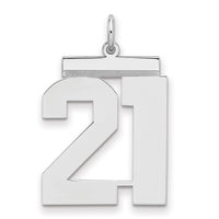 Sterling Silver/Rhodium-plated Polished Number 21 Charm