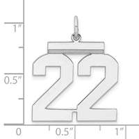 Sterling Silver/Rhodium-plated Polished Number 22 Charm