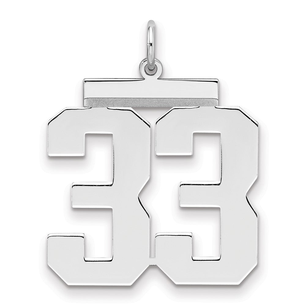 Sterling Silver/Rhodium-plated Polished Number 33 Charm