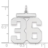 Sterling Silver/Rhodium-plated Polished Number 36 Charm