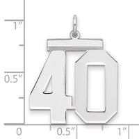 Sterling Silver/Rhodium-plated Polished Number 40 Charm