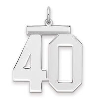 Sterling Silver/Rhodium-plated Polished Number 40 Charm
