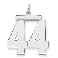 Sterling Silver/Rhodium-plated Polished Number 44 Charm