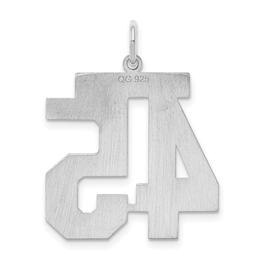 Sterling Silver/Rhodium-plated Polished Number 45 Charm